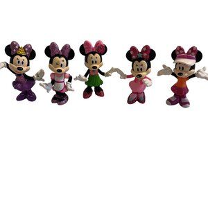 Disney Minnie Mouse Figure Lot 5 Glitter Outfits Minnie Bow-Tique Cake Topper